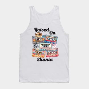 Raised on Shania Retro Country Music Heartbeat Western Cowboy Cowgirl Gift Tank Top